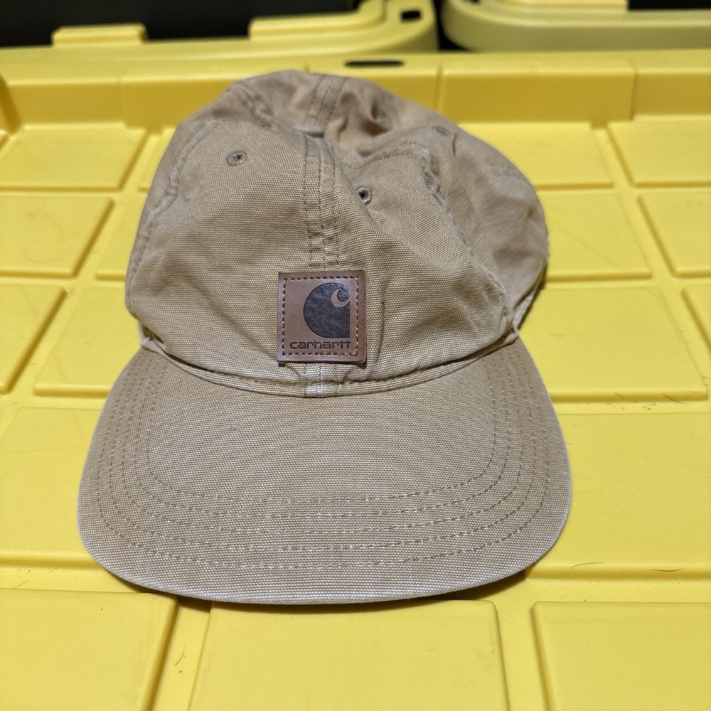 Youth Carhartt Hat Cap Brown Canvas One Size Fits All OSFA Leather Patch